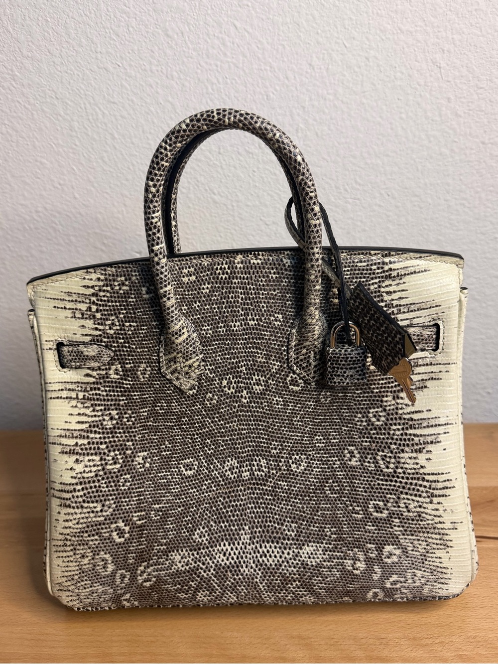 H Ombre genuine Varanus Salvator ring Lizard Birkin 25 Retourne PHW soldout rare - Picture 5 of 9